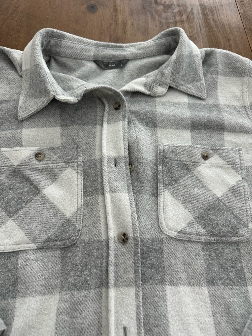 Gray and White Plaid Button-Up Shirt - Picture 2 of 3